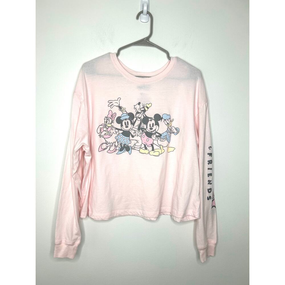 Disney Mickey & Friends Long Sleeve T-Shirt Sz 2X Pink Cropped Fit
